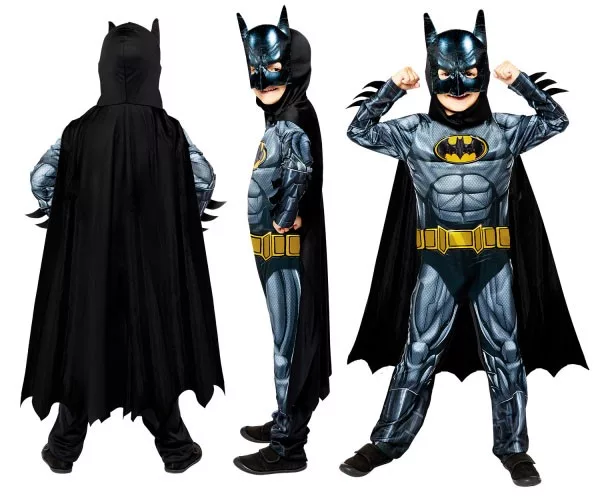 Batman kostume til børn 8-10 / 10-12 år – 3D-maske og kappe