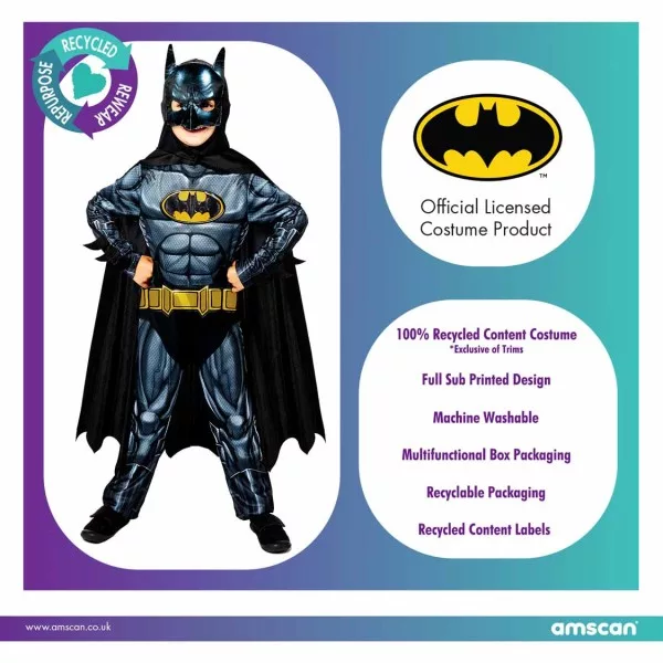 Batman kostume til børn 8-10 / 10-12 år – 3D-maske og kappe