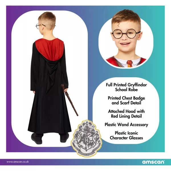 Harry Potter Gryffindor Costume Children 4-12 years – Robe & Wand