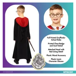 Harry Potter Gryffindor Kostüm für Kinder von 4-12 Jahren – Robe & Zauberstab