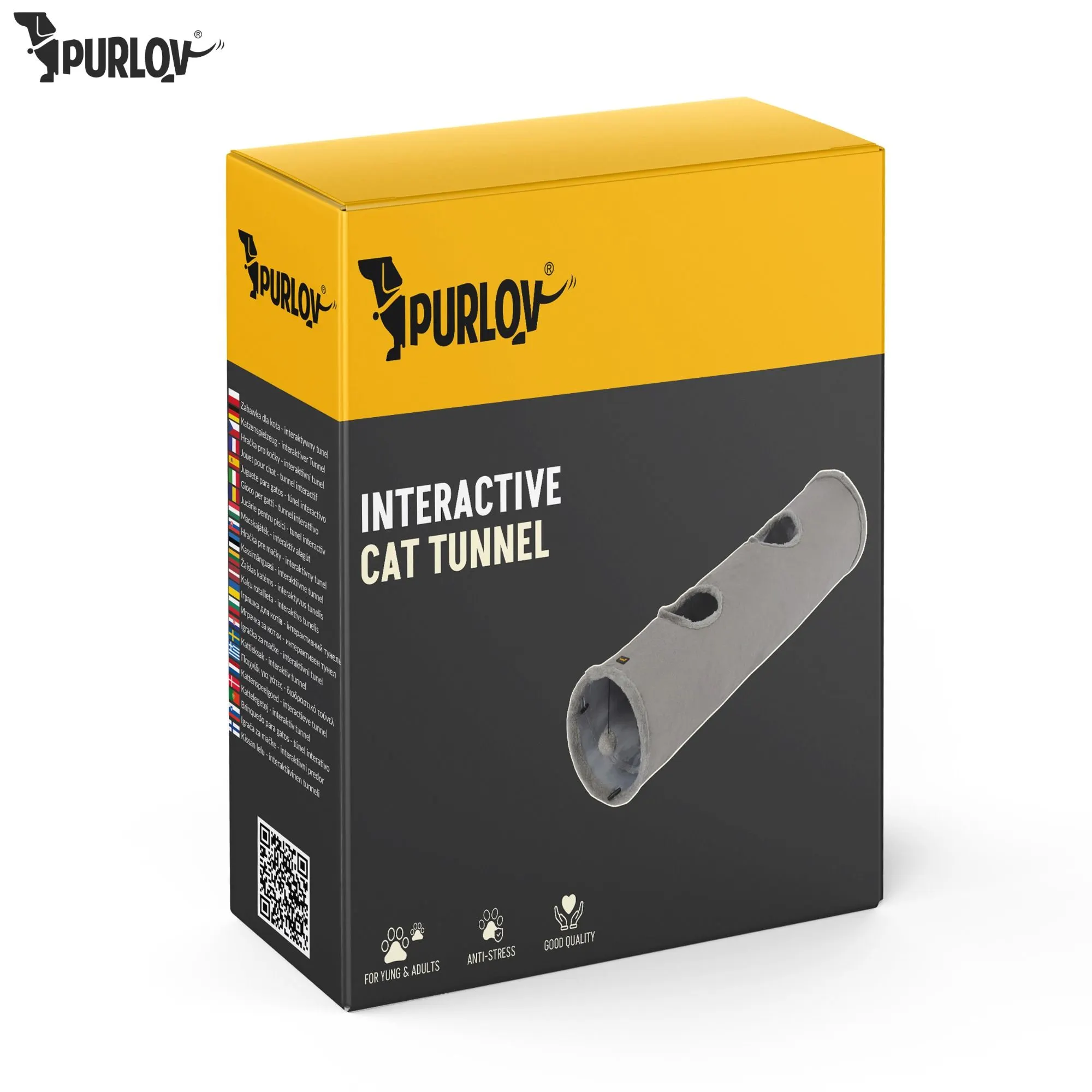 Kattetunnel 120 cm – Interaktiv kattetunnel med bold