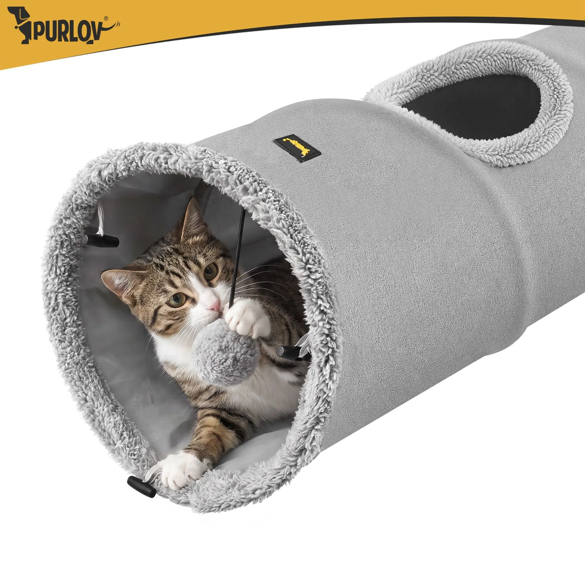 Kattetunnel 120 cm – Interaktiv kattetunnel med bold