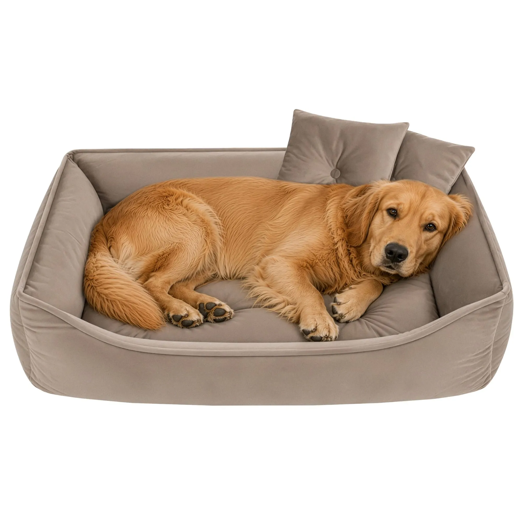 Hund- & Kattbädd 70x50 cm – Beige med 2 Kuddar