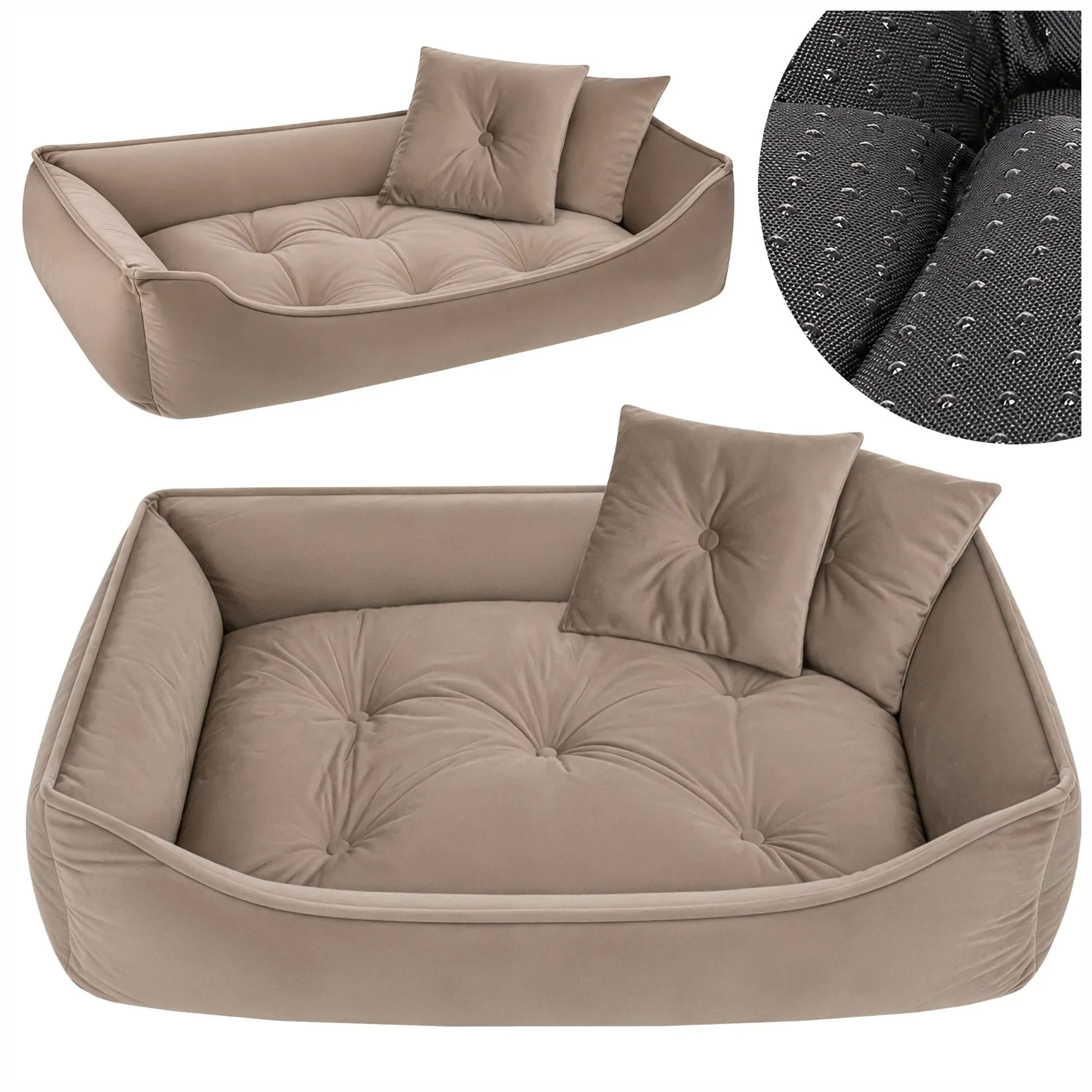 Hund- & Kattbädd 70x50 cm – Beige med 2 Kuddar