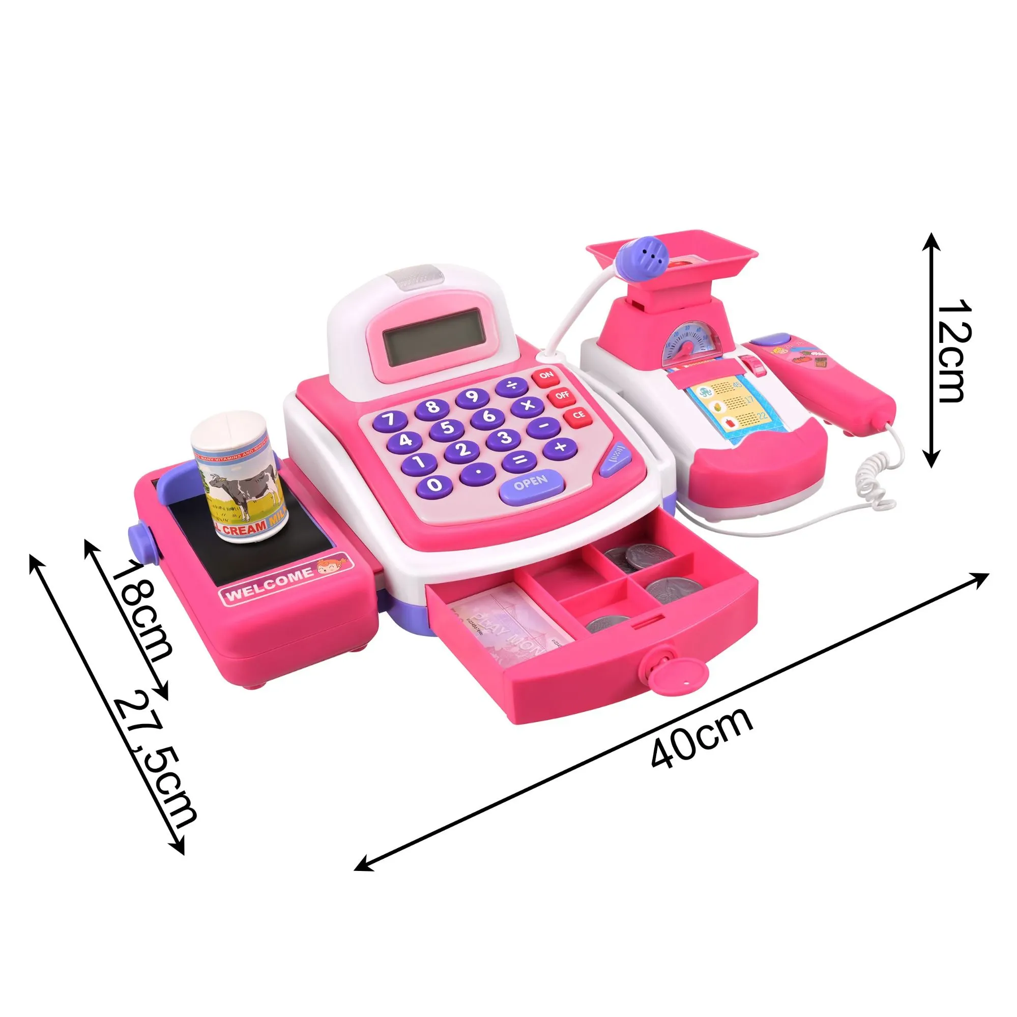Children's Toy Cash Register with Scanner, Scale & Payment Terminal