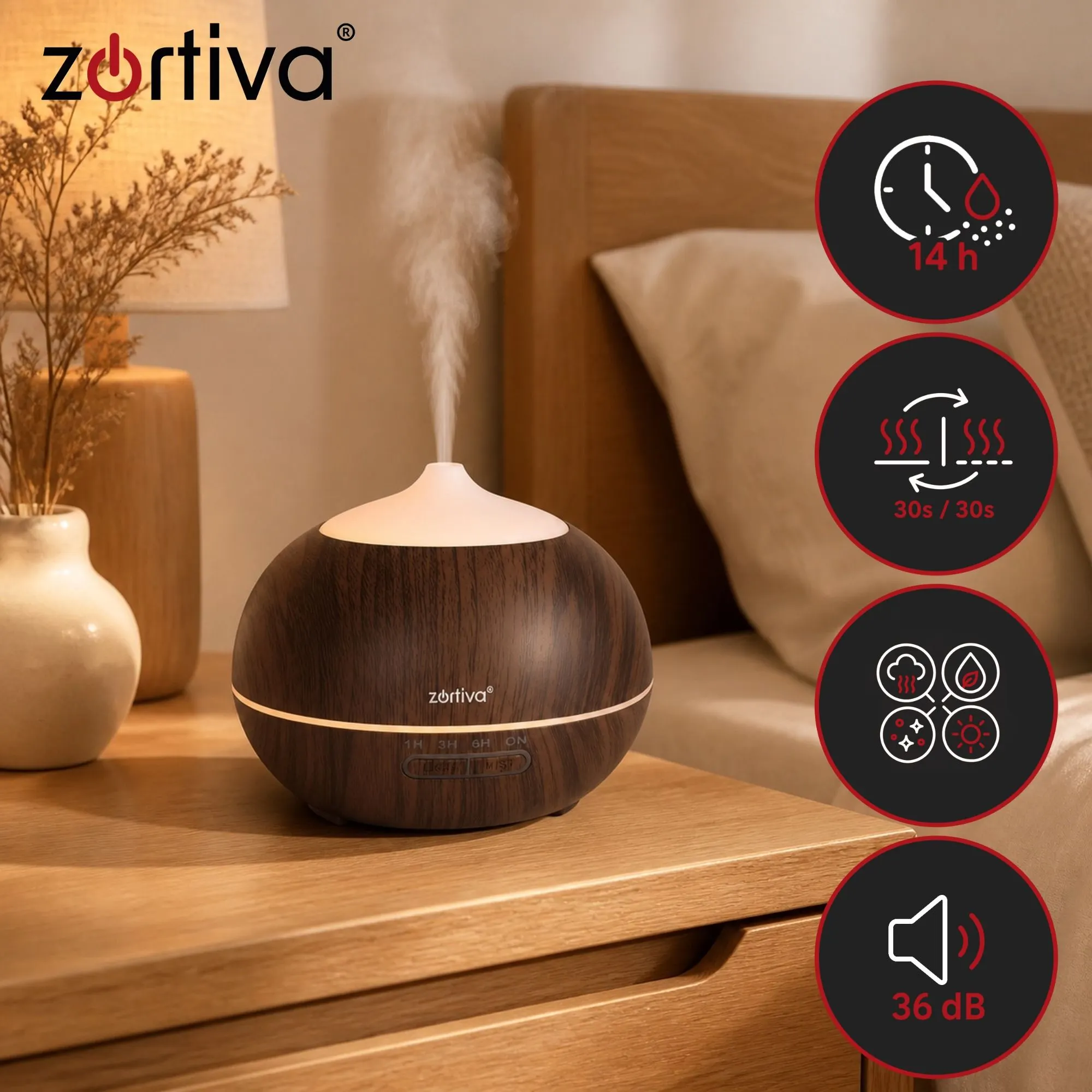 Humidifier with Aromatherapy, LED & Remote Control
