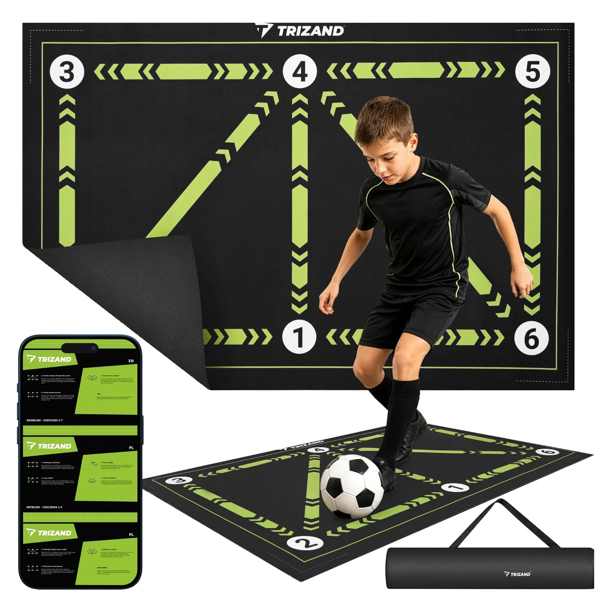 Trizand Football Training Mat 90x60 cm – Dribbling & Technique