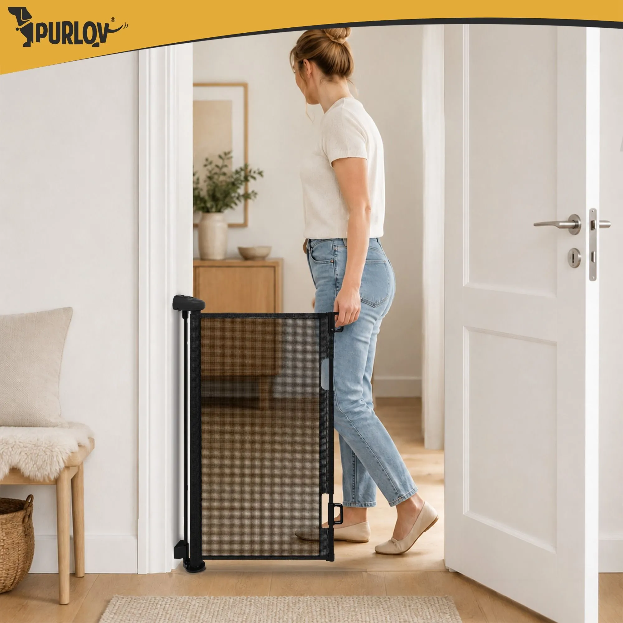 Utrullbar Säkerhetsgrind 160 cm – Svart Säkerhetsrullgardin
