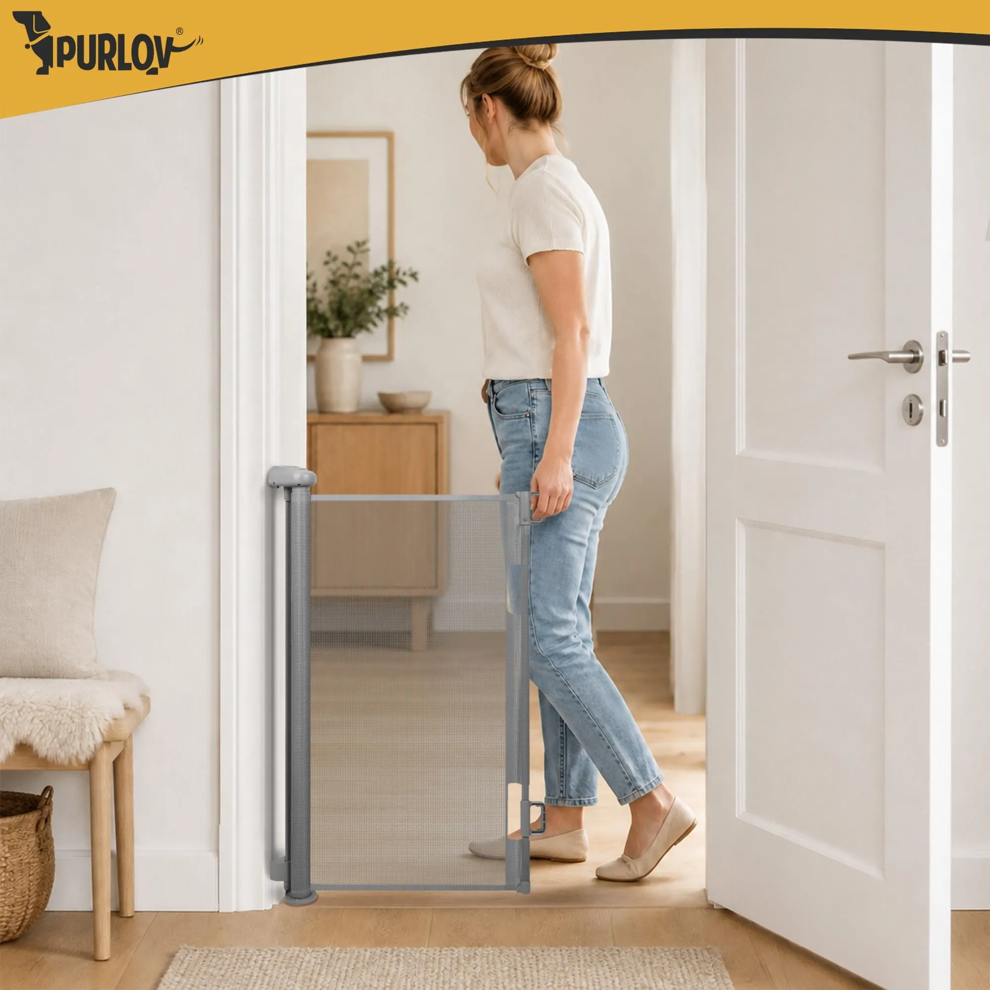 Säkerhetsgrind 157 cm – Utrullbart Trappskydd