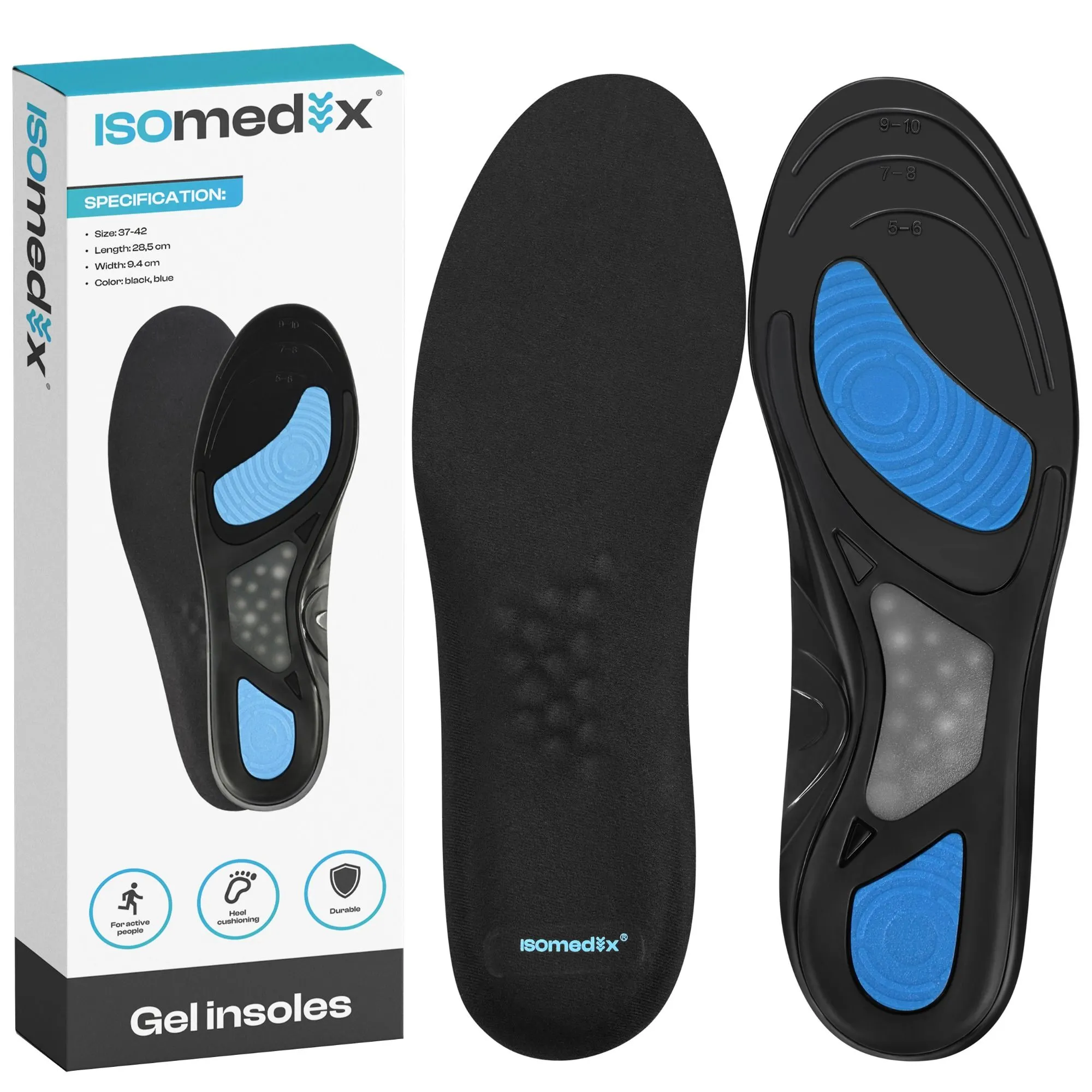 Gel insoles 42–46 – Shock absorption & Arch support