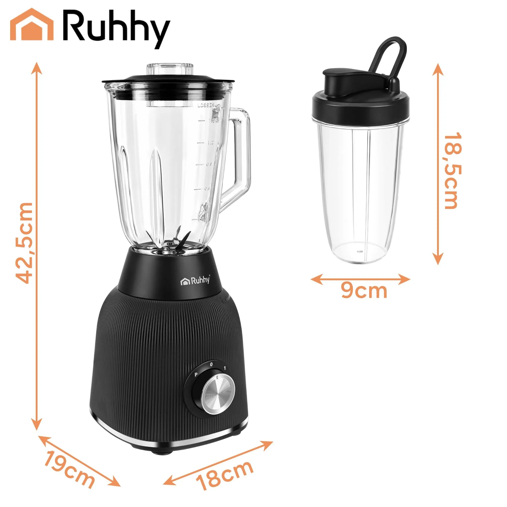Blender 1200 W with Glass Container & 2 Mugs
