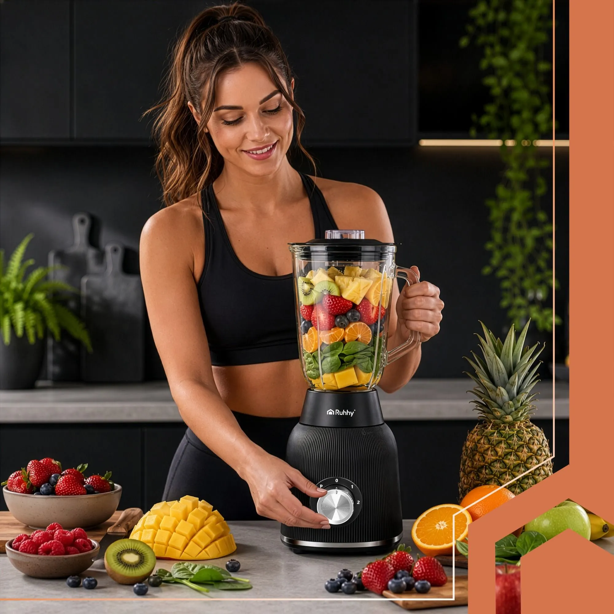 Blender 1200 W with Glass Container & 2 Mugs