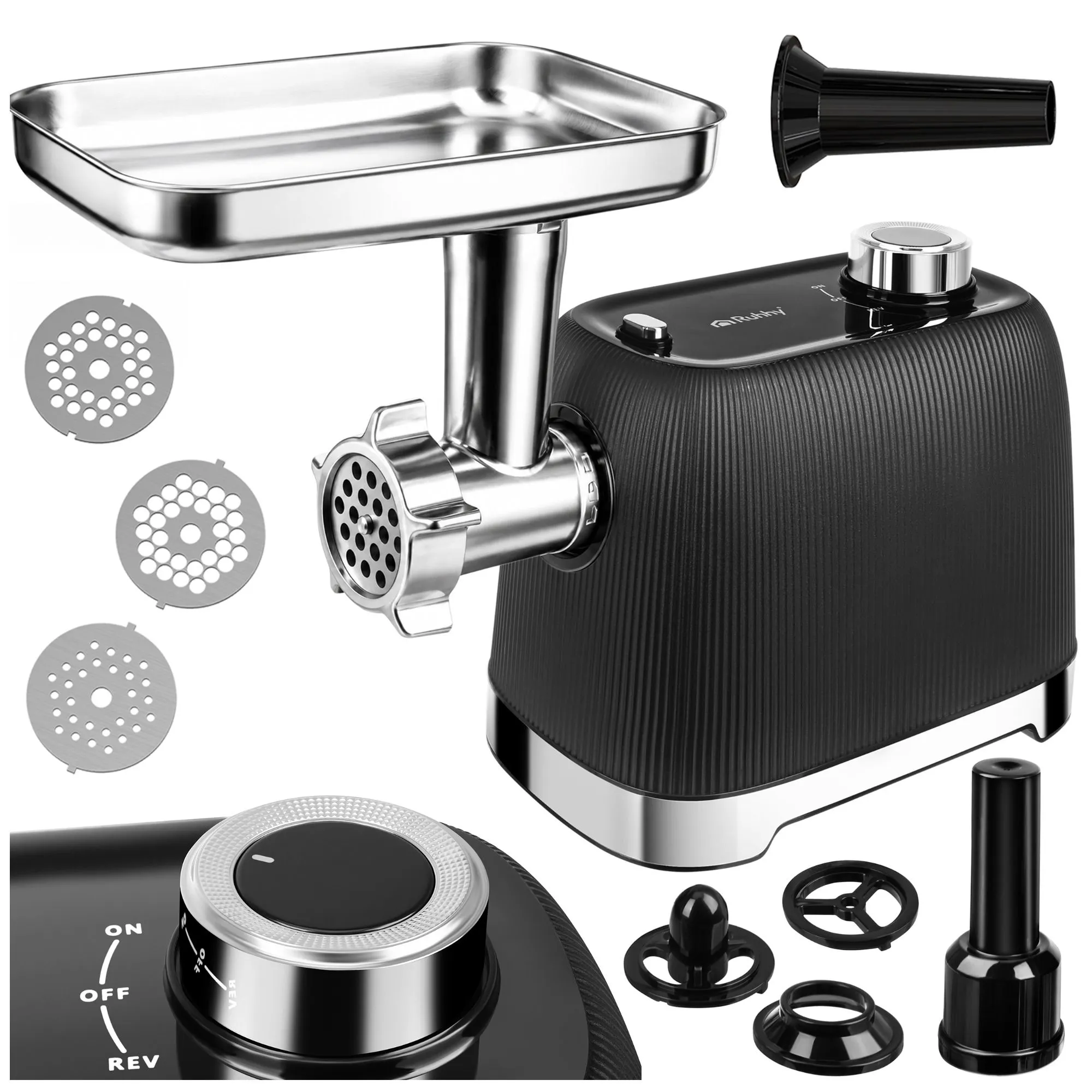 Meat grinder 2400 W – 3 sieves, baking function & sausage accessories