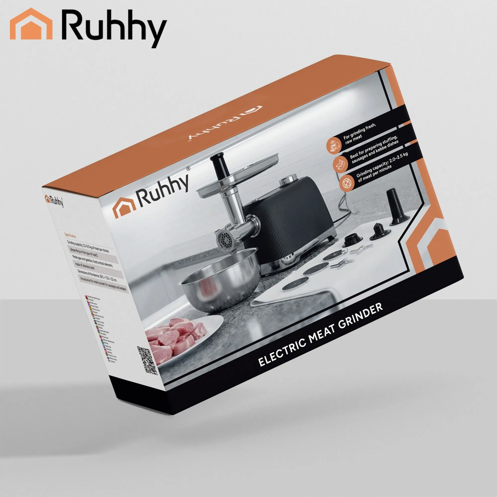 Meat grinder 2400 W – 3 sieves, baking function & sausage accessories