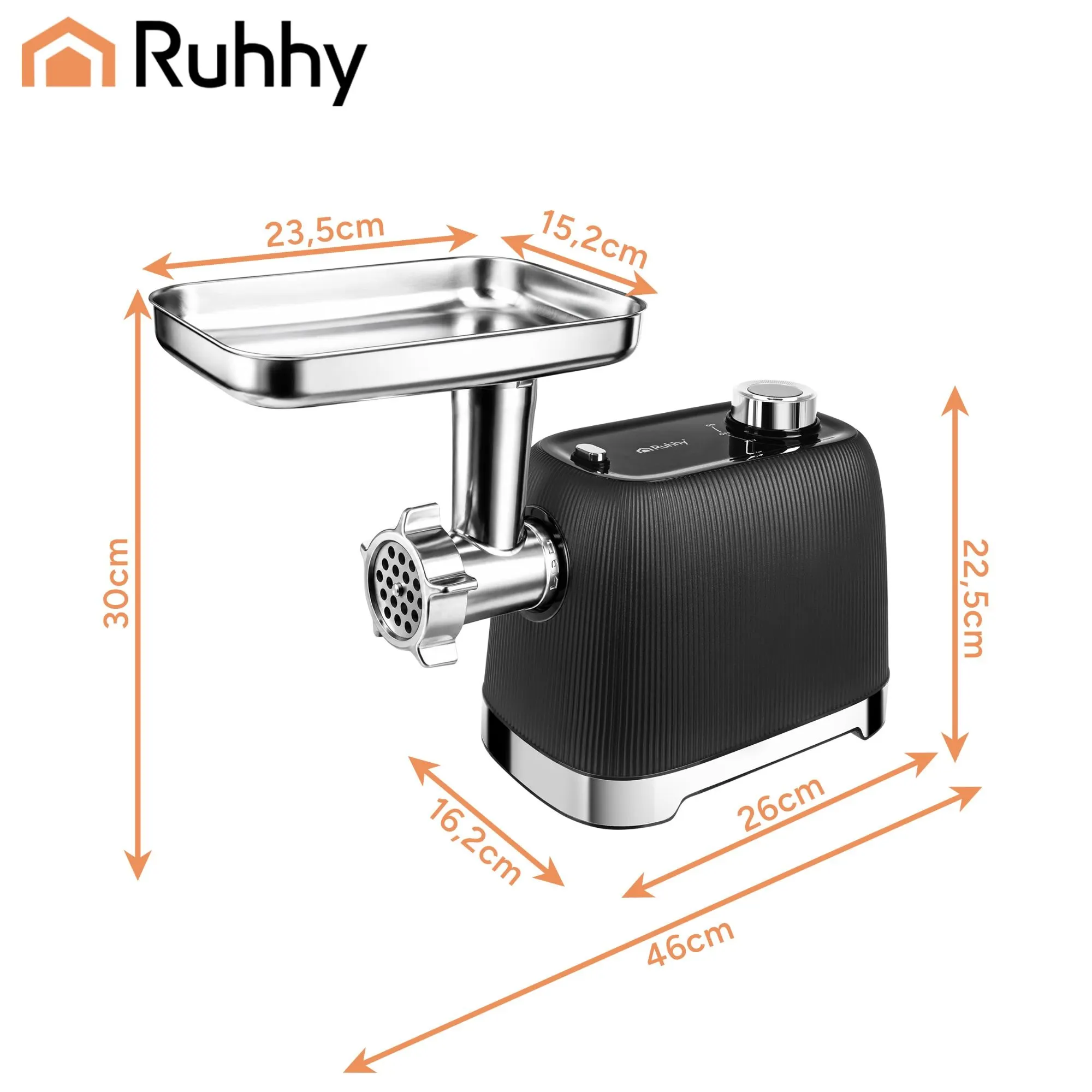 Meat grinder 2400 W – 3 sieves, baking function & sausage accessories