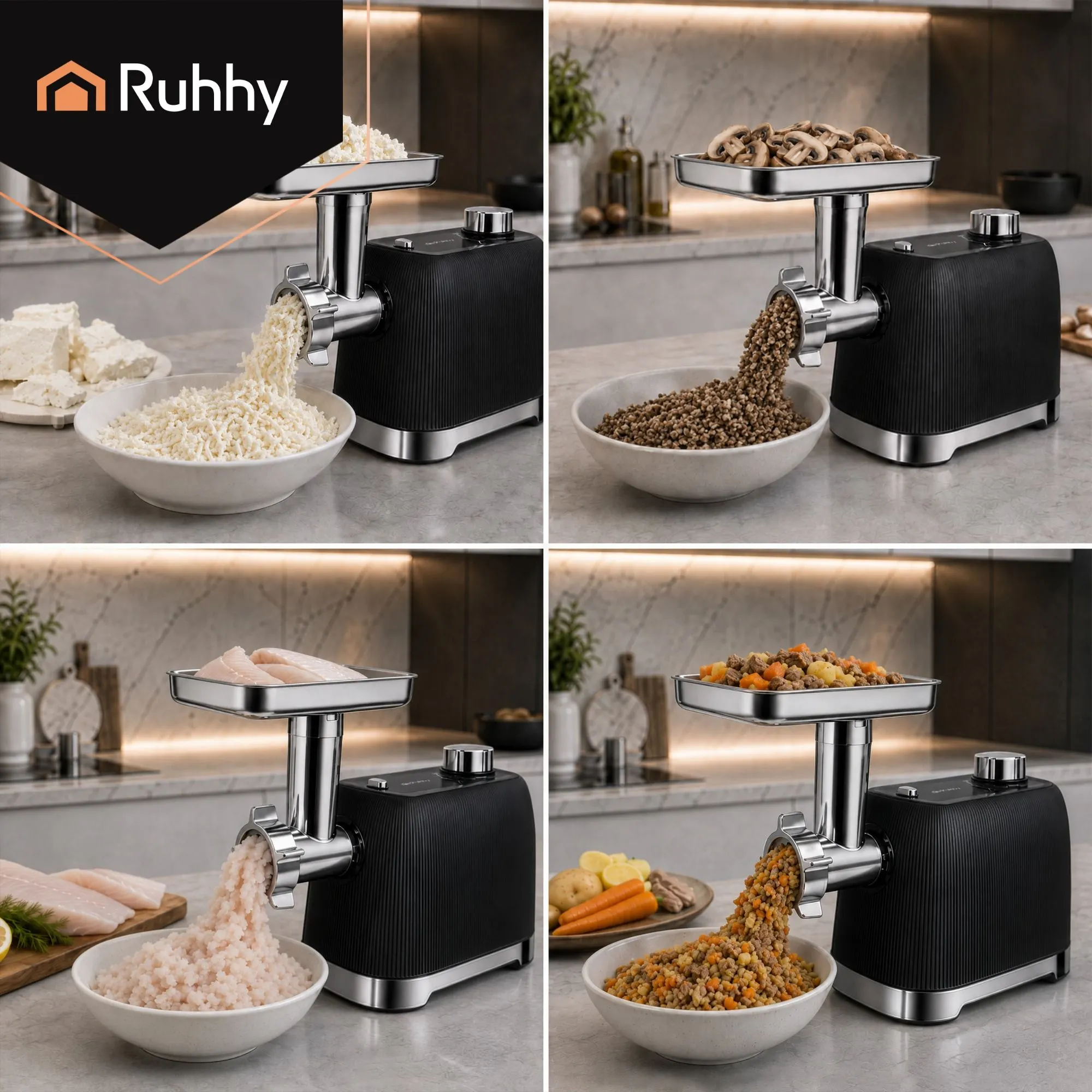 Meat grinder 2400 W – 3 sieves, baking function & sausage accessories