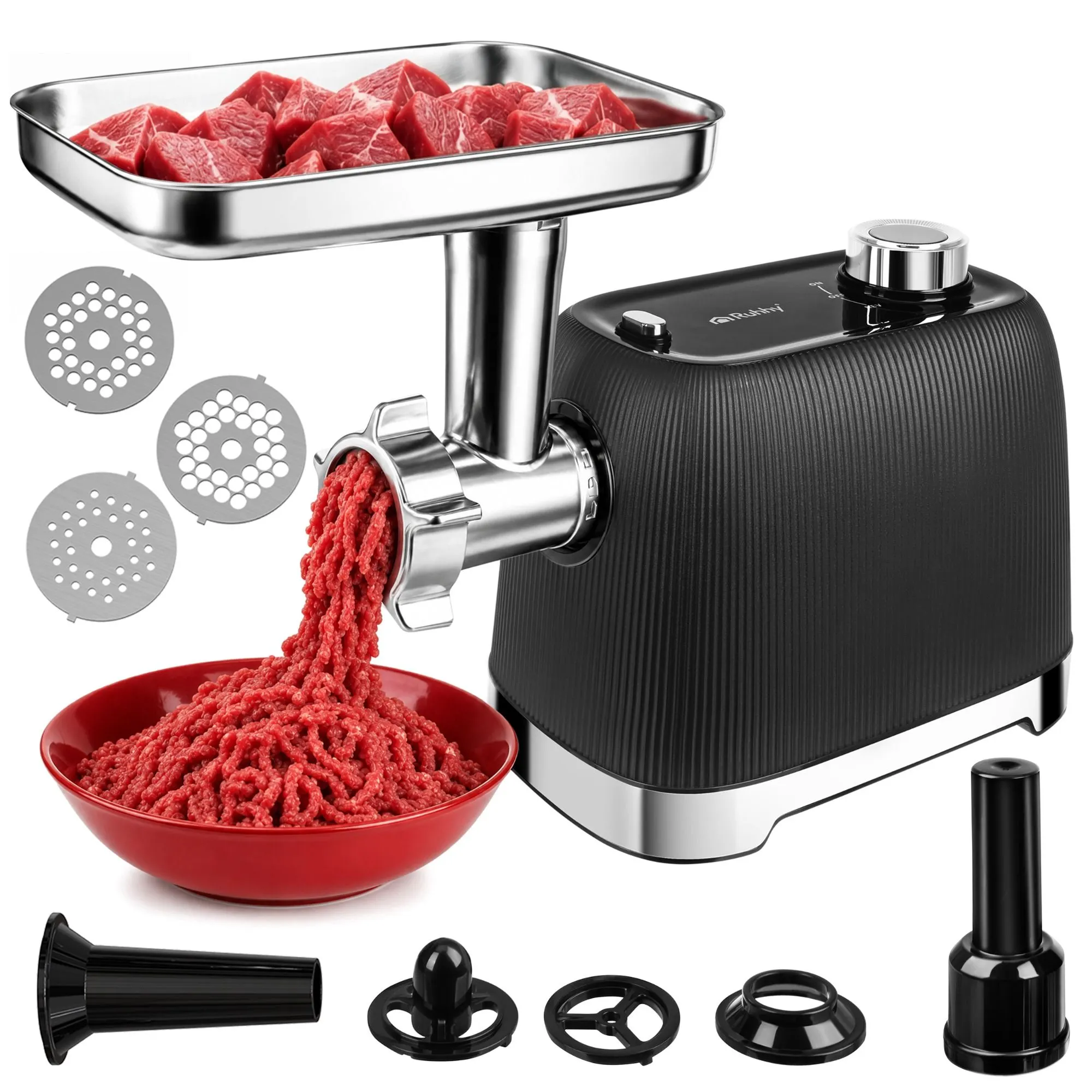 Meat grinder 2400 W – 3 sieves, baking function & sausage accessories