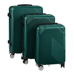 Trizand 3-in-1 Reisekoffer-Set – Grünes ABS-Gepäck mit 360°-Rollen
