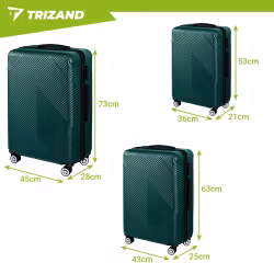 Trizand 3-i-1 rejsekuffertsæt – Grøn ABS-kuffert med 360° hjul