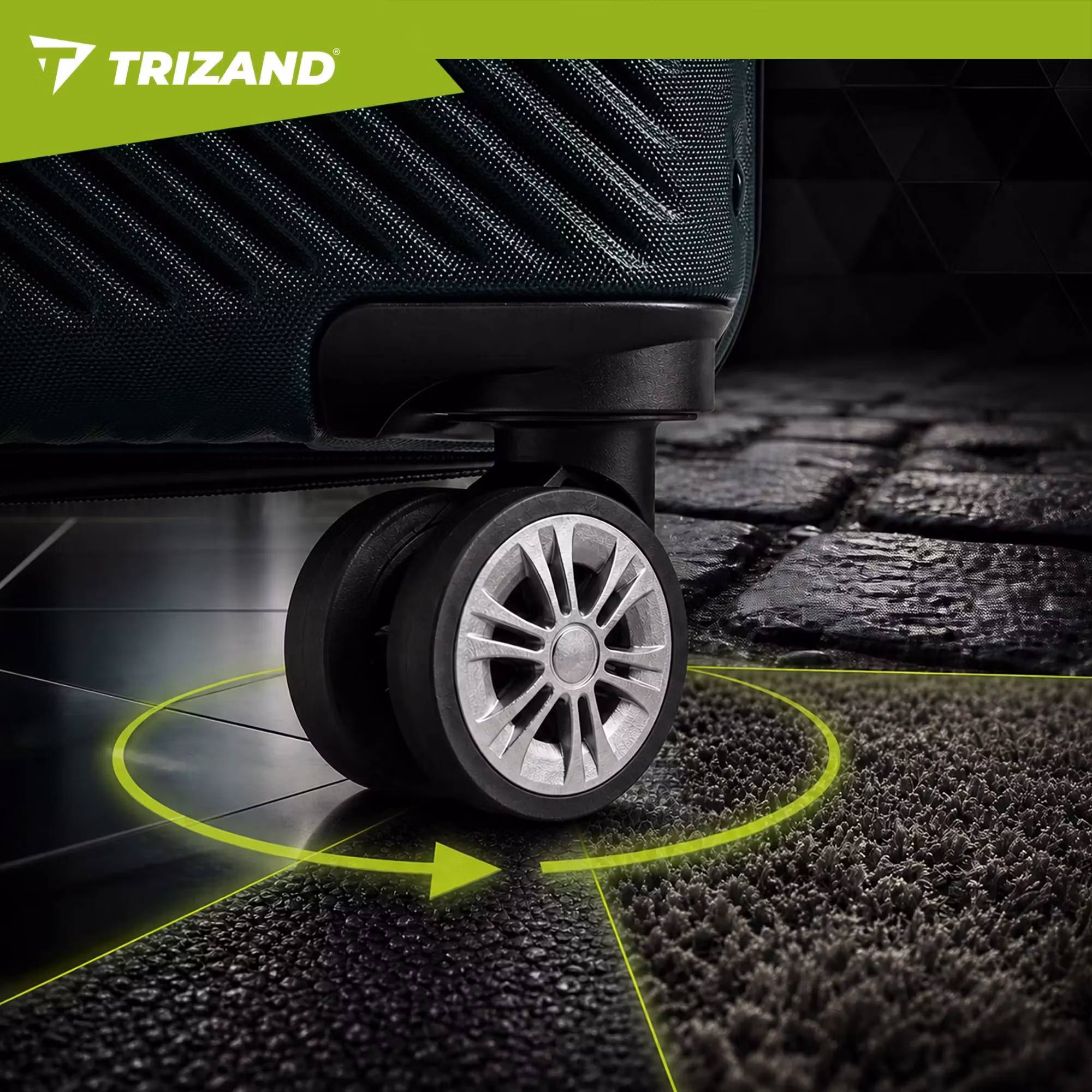 Trizand 3-i-1 Resväskset – Gröna ABS-Väskor med 360° Hjul