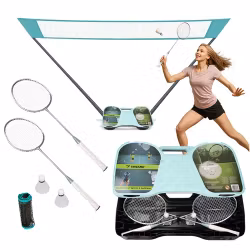 Badmintonsett 4-i-1 – Nett, 2 racketer og bag