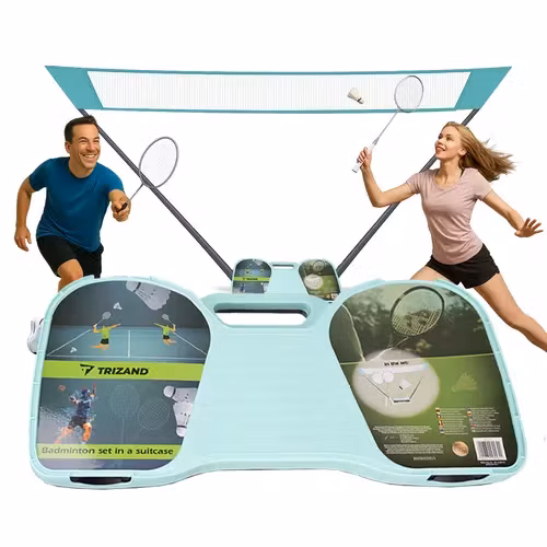 Badmintonset 4-i-1 – Nät, 2 Racketar & Väska