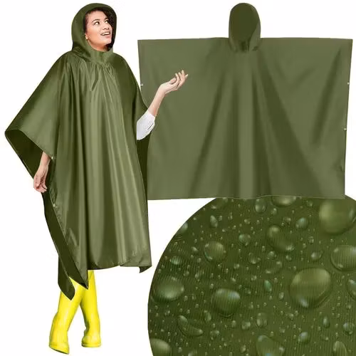 Grön Regnponcho i PVC – Vattentät Poncho för Regn