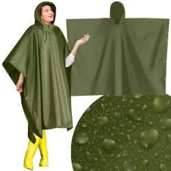Grön Regnponcho i PVC – Vattentät Poncho för Regn