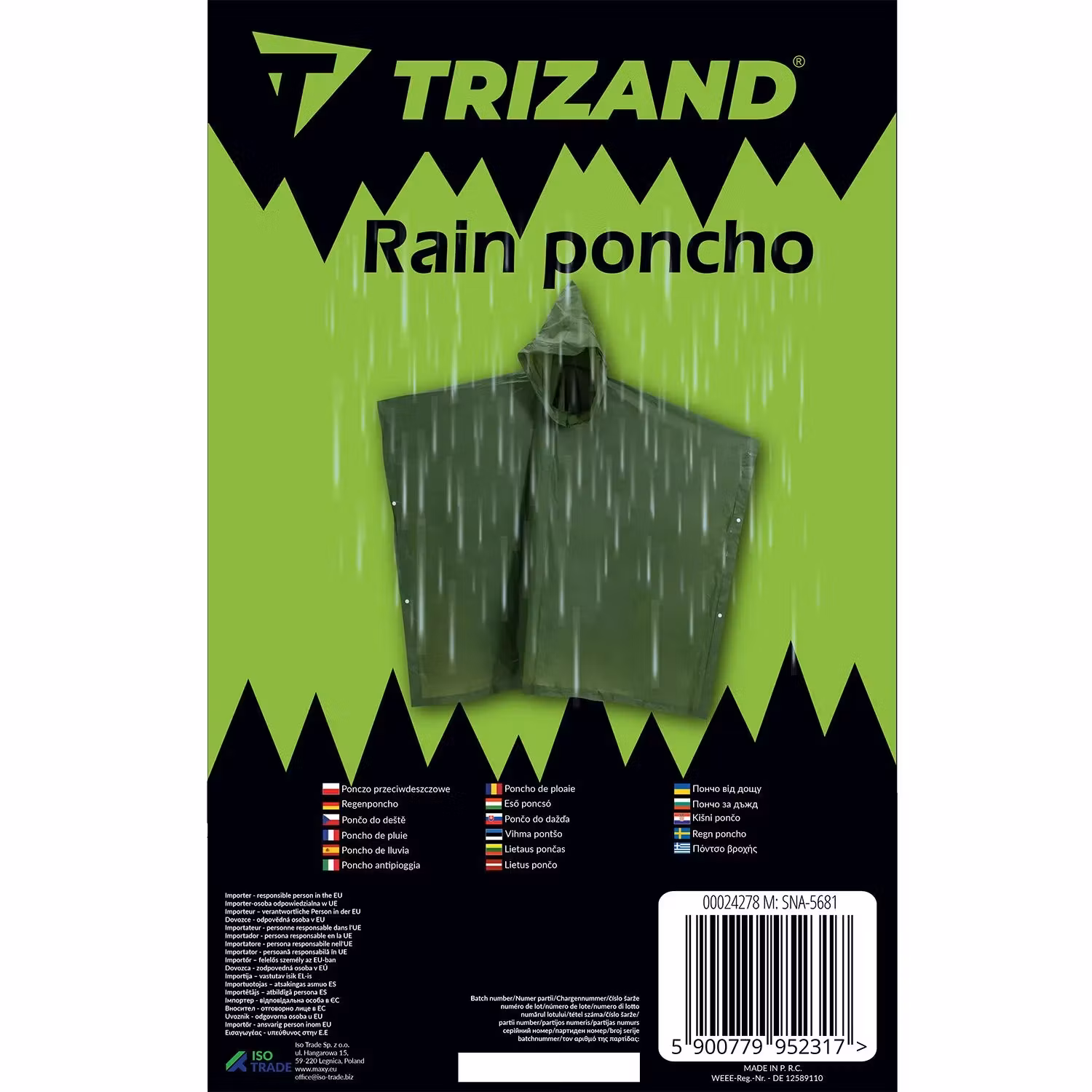 Grön Regnponcho i PVC – Vattentät Poncho för Regn
