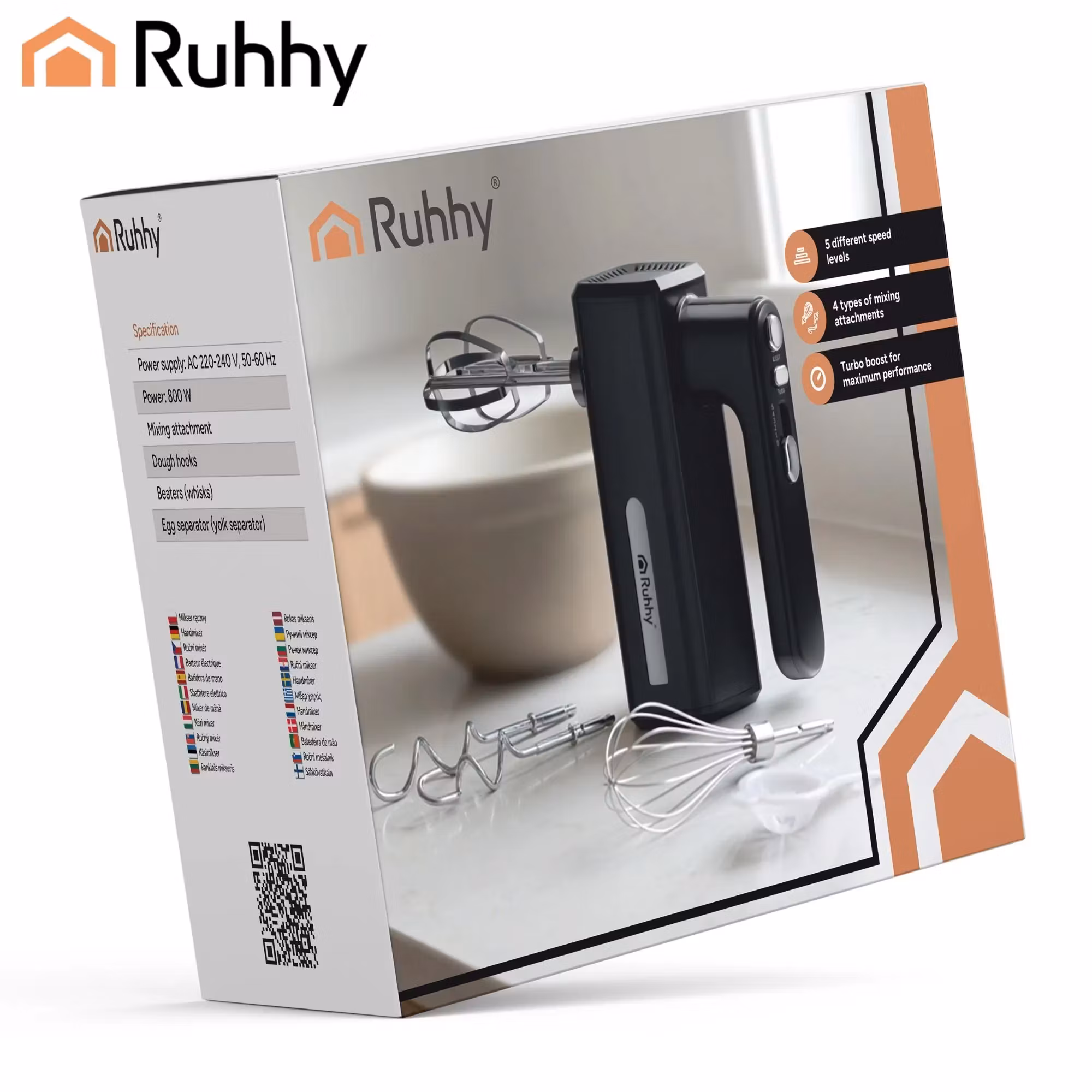 Handmixer 800 W – 5 Hastigheter & Turbo