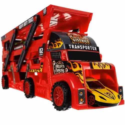 TIR Lastbil med 6 Minibilar – Biltransport med Utskjutare