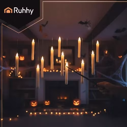 LED-ljus 12-pack – Hängande Halloweenljus med Trollstav
