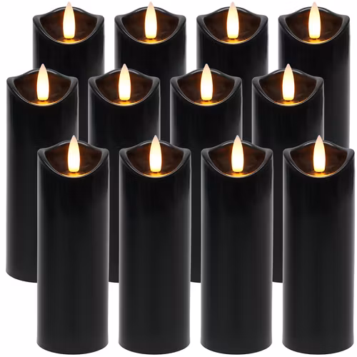 LED-ljusinsatser 12-pack – Gravljus med varmvit låga