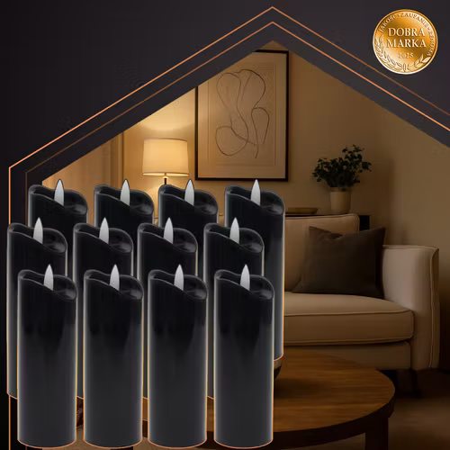 LED-ljusinsatser 12-pack – Gravljus med varmvit låga