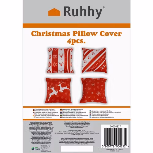 Juliga kuddfodral 4-pack – Plysch med julmotiv