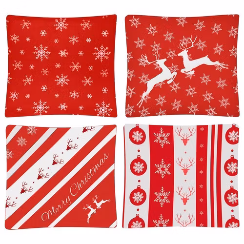 Juliga kuddfodral 4-pack – Plysch med julmotiv