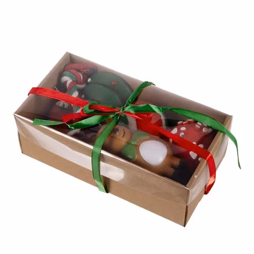 Julklappsset Hund 6 Delar – Hundleksaker med Julmotiv