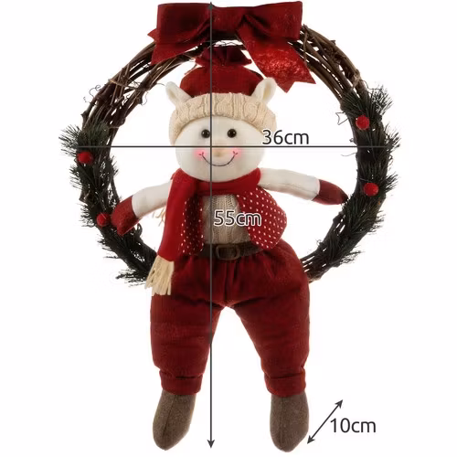 Julkrans med Tomte 36 cm – Dörrdekoration till Jul