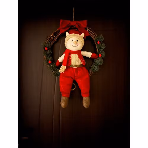 Julkrans med Tomte 36 cm – Dörrdekoration till Jul