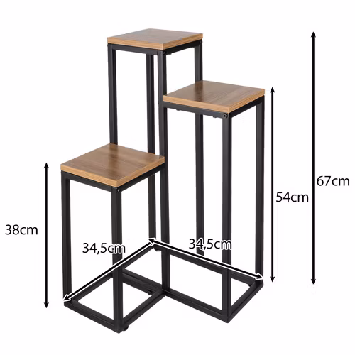 Blomställning 3 Nivåer – Metall & MDF i Loftstil