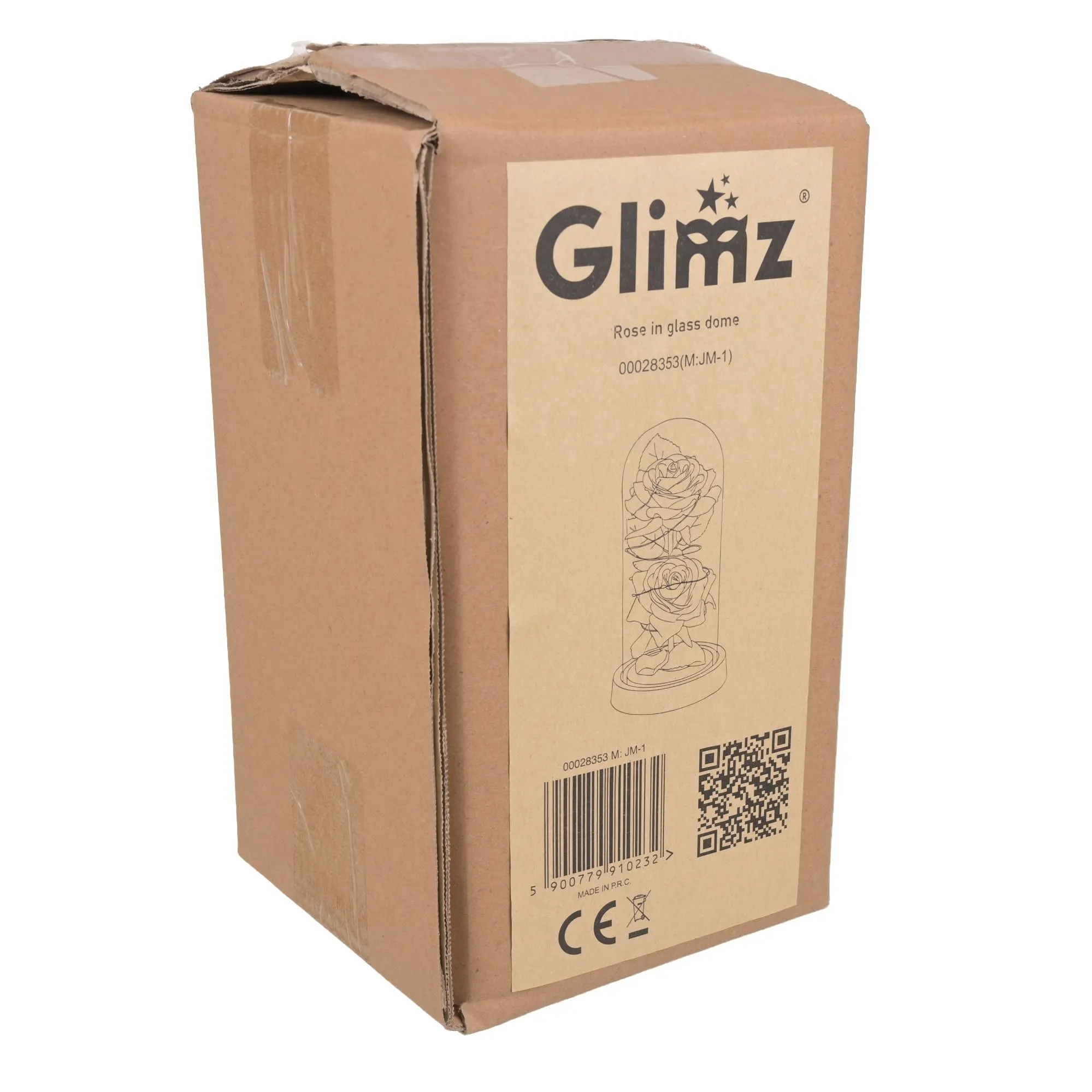 Evig ros i glas med LED – GLIMZ 22 cm, 2 rosor