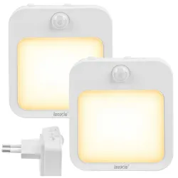 LED-nattlys 2-pakning med bevegelsessensor og skumringssensor
