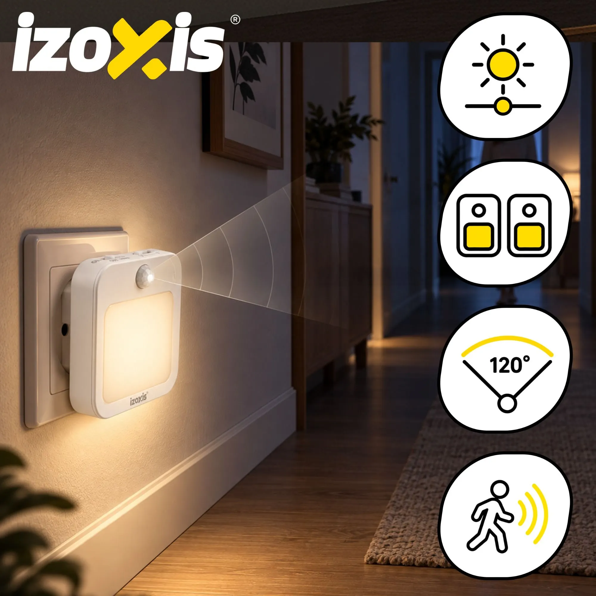 LED nattlampa 2-pack med rörelsesensor och skymningssensor