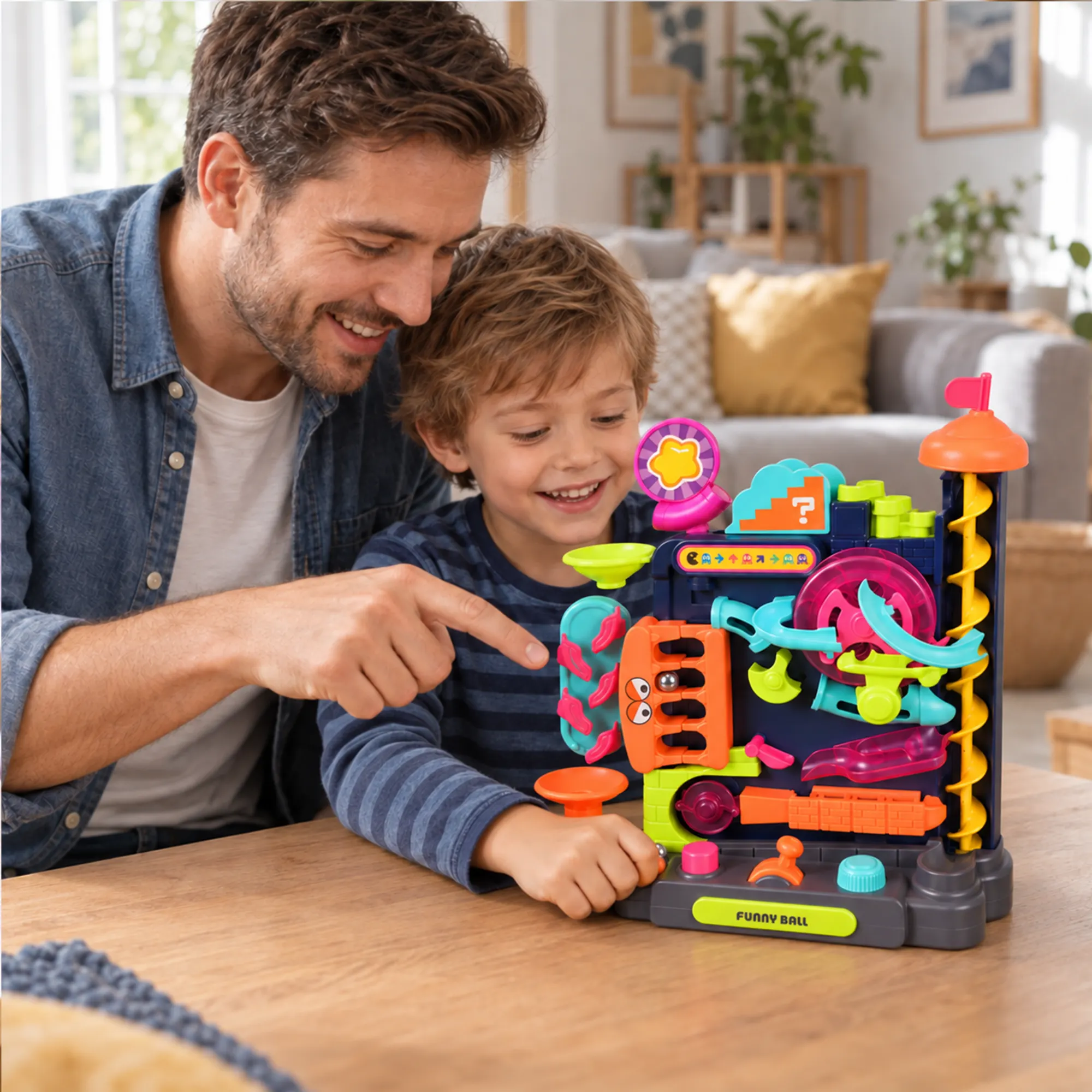 Kugelbahn für Kinder mit Hindernissen – 6 Metallkugeln | Geschicklichkeitsspiel