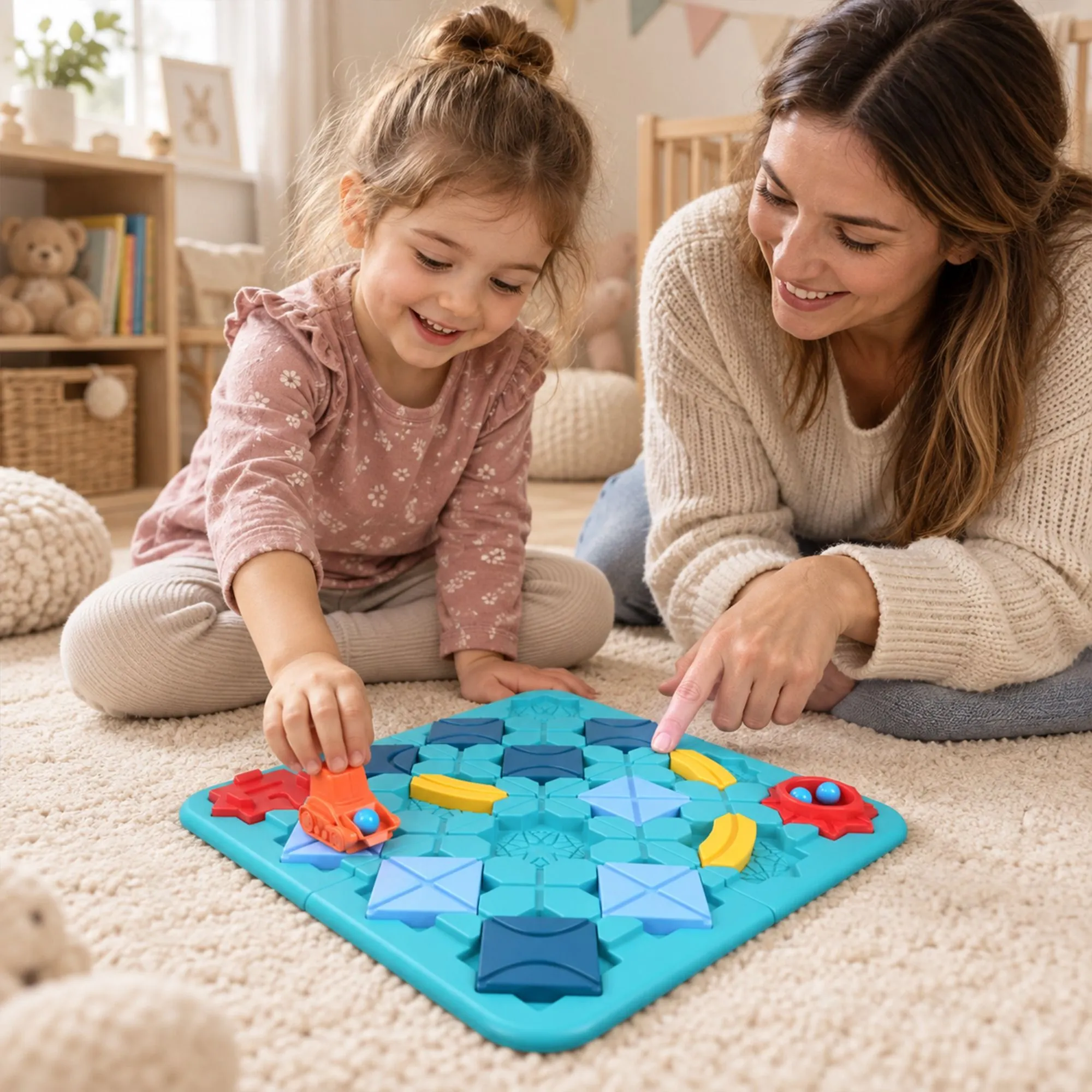 Logic game for kids – Build a track with ramps and vehicles