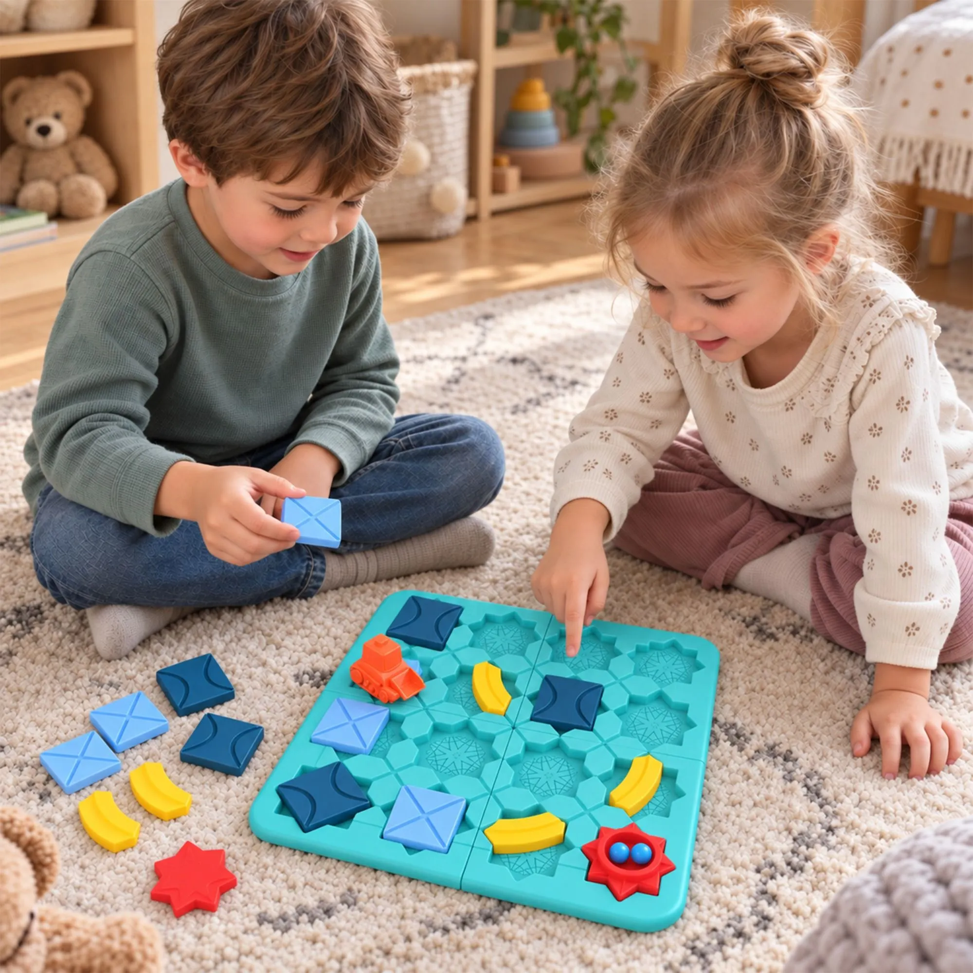 Logic game for kids – Build a track with ramps and vehicles
