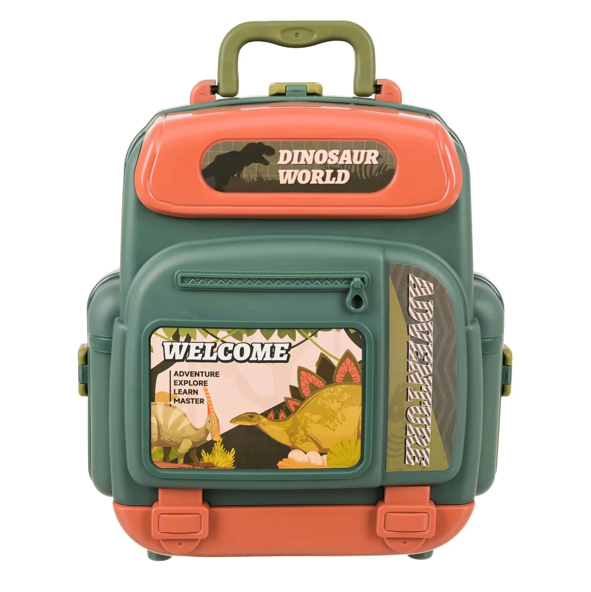Dinosaur set in backpack – 5 dinosaurs, volcano and egg