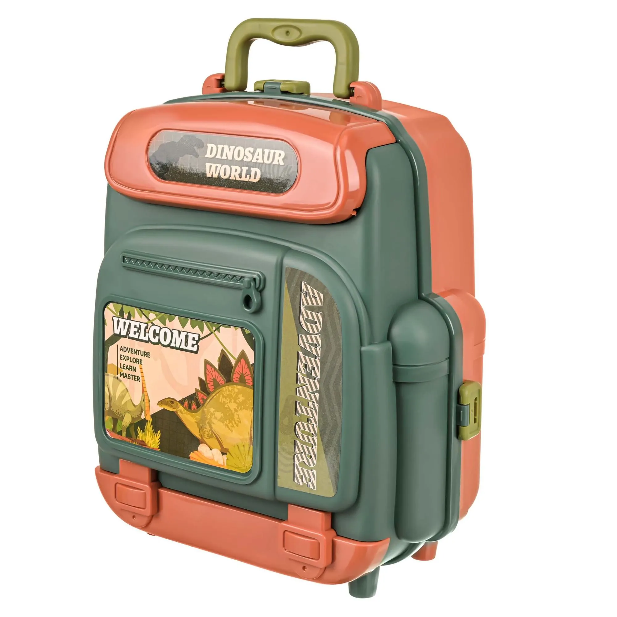 Dinosaur set in backpack – 5 dinosaurs, volcano and egg