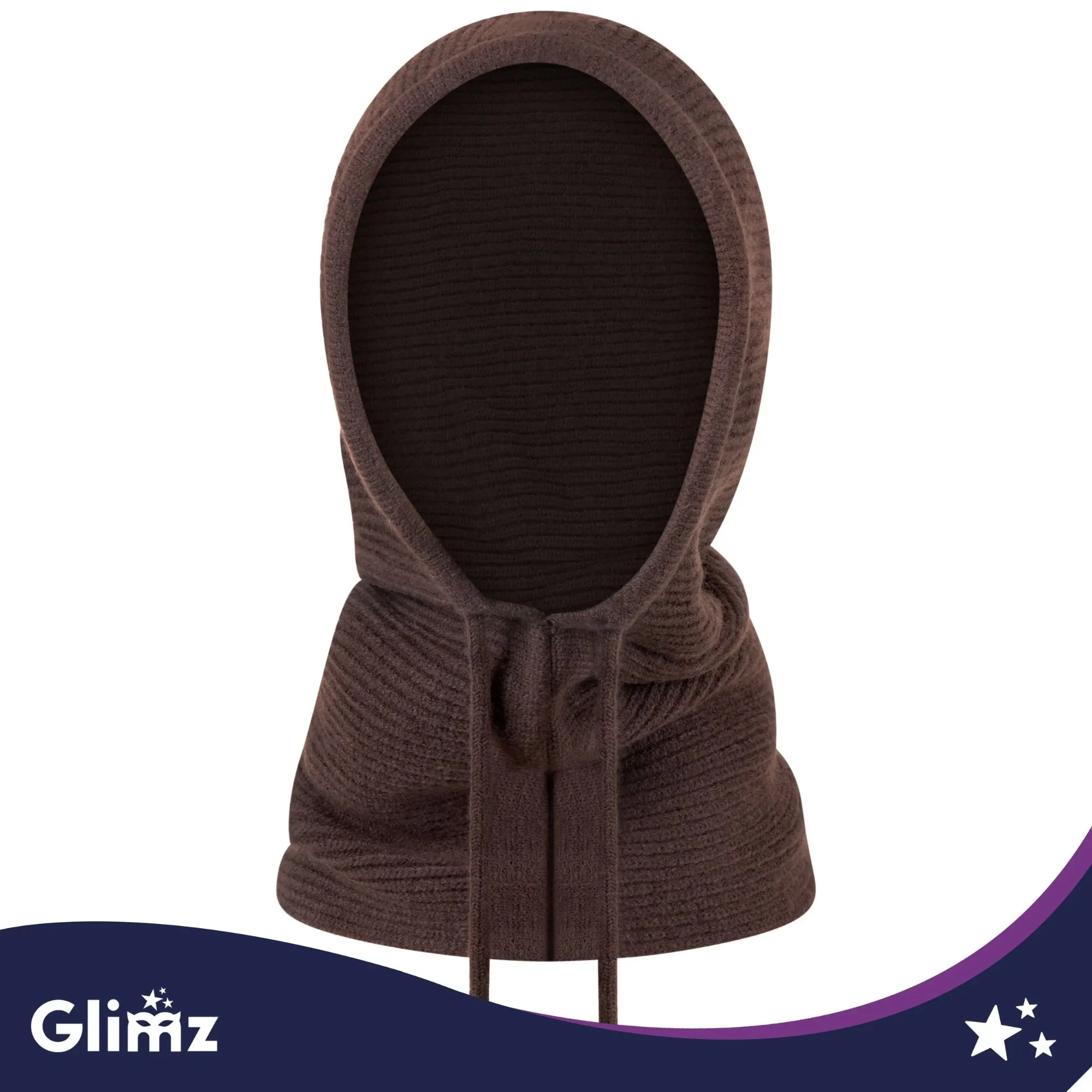 3-in-1 Sturmhaube für Damen, braun – Kapuze und Nackenwärmer
