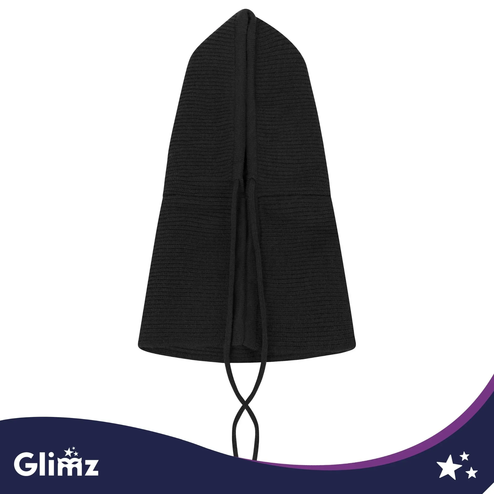 3-in-1 balaklava, naisten musta - huppu villalla